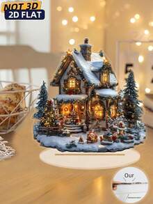Christmas 2DHouse Snow Hut Acrylic Desktop Decor - Holiday Decoration With Stand, Home Office Family Ornament Gift - Colorful - View 3