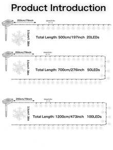 Solar Powered Snowflake String Lights -Twinkle / Flash / Steady 8 Modes,5m/7m/12m Outdoor Waterproof Fairy Lights,Snowflake Pendant Led Light String For Christmas / Xmas / Holiday Decoration ,Garden / Patio / Gazebo / Balcony / Yard / Window / Tree Christmas & Winter Decoration - Black - View 9