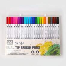 120 PCS Dual Markers Brush Pen Fine Double Tip Point Art Marker For Adult Coloring Hand Lettering Writing Planner Journal Note Calligraphy Drawing Art Craft School Supplied