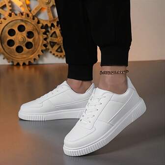 Zapatos minimalistas de skateboarding para hombres, zapatos de estilo urbano para parejas universitarias, suela acolchada de EVA, estructura resistente al desgaste, diseño de cordones de corte bajo adecuado para campus/calle/viajes en múltiples escenarios