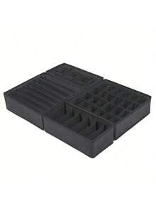 Four Piece Drawer Organizer Divider Foldable Closet Storage Organizer Basket And Fabric Organizer Box, Used For Storing Clothes, Underwear, Bras, Ties, Accessories, Socks