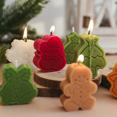 4 Stück/Set Weihnachtskerzen Weihnachtsmann Schneemann Lebkuchenmann Baum duftende Kerzen Feiertags Heim Dekoration Geschenk mit Box Geburtstag Weihnachtsdekoration Zimmer Dekoration Winter