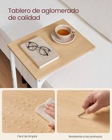 VASAGLE Mesa Auxiliar, Mesa de Sofá en Forma de C, Bandeja de TV, Marco de Metal, Salón, Dormitorio, Marrón Rústico y Negro MLET350B01 - Amarillo Almendra + Blanco Nube - Ver 8