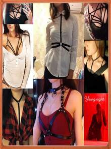 LIVE4COOL Women Harness Elastic Cupless Cage Bra Sexy Lingerie For Women Adjustable Hollow Out Crop Top Exotic Strap Bra - ColorC - 查看 4