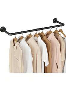 Perchero De Pared Estante De Metal Para Ropa Multiusos,Perchero de Pared para colgar Ropa, Percha Industrial, Ahorro de Espacio,  Fácil Montaje, para Espacios Reducidos, - Negro - Ver 10