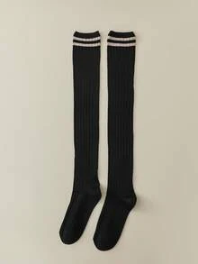 1 Pair Women's Striped Over-The-Knee Socks, Fashionable, Versatile, Long Tube Socks Suitable For Various Occasions