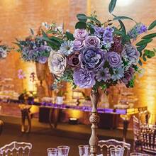 Artificial Flowers Silk Purple Flowers Wedding Cake Flowers For DIY Bridal Bouquets Centerpieces Fake Flowers Arrangements Baby Shower Party Home Cake Deco - 紫色 - 查看 2