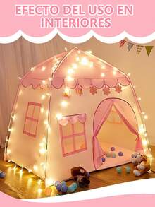 Carpa de Juguete para el hogar con Castillo de Princesa para niñas, 130 x 130 cm, Incluye luz de Estrella de 3 m Gratis, carpa con Castillo de Princesa para niños y niñas - Rosa - Ver 10