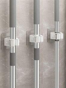 Bathroom Storage Rack Mop & Broom Holder With Adjustable Hooks Wall-Mounted Storage Organizer For Home Kitchen Garden Laundry Garage Lacquered Space Saving Shelf For Mops Brooms Tools Shelves - Multicolor - View 5