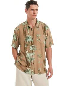 Men's Hawaiian Floral Shirts Silk Short Sleeve Button Down Casual Tropical Beach Holiday Shirtshalloween - 栗子1 - 查看 10