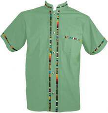 Men's Short Sleeve Mexican Guayabera Shirts Made In Mexico, Multiple Colorshalloween - 深檸檬綠 - 查看 1