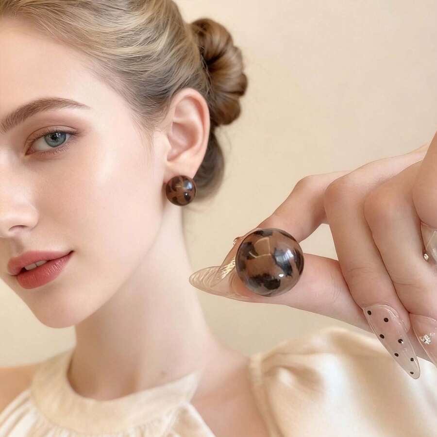 2 Stile erhältlich: 1 Paar Vintage Leoparden-Muster & Herz-förmige Ohrstecker für Frauen, elegante Nischen-Schmuckzubehör geeignet für 10 Anlässe, Herbst/Winter