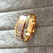 High Quality Big Size 8mm 316 Titanium Steel 18K Silver Color Gold Black Jesus Cross Letter Bible Wedding Ring - Cỡ 9 của Mỹ - Xem 8