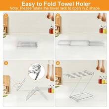 Kitchen Towel Holder Stand, 4-Arm Dish Towel Holder Countertop Towel Drying Rack For Bathroom, Free Standing Hand Towel Stand Washcloth Dish Cloth Drying Rack, Z-Shaped Folding Hanging Towel Bar Stand{"Size_name":"1Pack"} - 1 gói - Xem 7