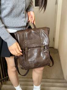 2025 Wasteland Style Rucksack Hochwertiger Vielseitiger Reiserucksack Retro Große Kapazität College Style Pendler Tasche Einzelschultertasche Handtasche Baguette Tasche Umhängetasche Tragetasche - Schwarz - Übersicht 6