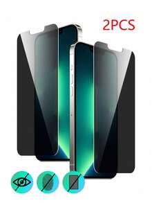 2pcs Anti-Spy Tempered Glass Screen Protector Compatible With IPhone 14 6.1", 13, 13 Pro 6.1", 15, 15 Pro Max, 16, 16 Pro, 16 Pro Max, 17, 17 Pro, 17 Pro Max, AIR - Black - View 34