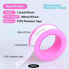 1/5/10卷装聚四氟乙烯（PTFE）管道密封胶带，防水胶带，螺纹密封胶带，淋浴喷头密封胶带，白色 - 彩色 - 查看 13