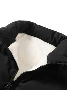 男士宽松保暖加厚户外运动夹克，秋冬季休闲时尚外套 - 黑色 - 查看 4