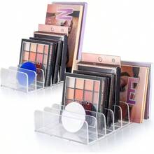 2 PCS Organizadores de Paletas de Sombras de Ojos, Organizadores de Maquillaje de Paleta de Sombras de Ojos de Celdas, para Organizar La Paleta de Sombras de Ojos, Rubor, Polvo y carteras. - Transparente - Ver 1