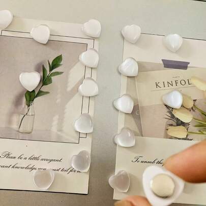 6pcs/10pcs/15pcs Cute Heart-Shaped Refrigerator Magnets, Adorable Storage Cabinet Decor Magnets, Transparent Heart Fridge Magnets, Whiteboard Magnets For Classroom, Office Or Home, Round Resin Memo Board Stickers For Fridge And Whiteboard, Cute Mini Love Letter Clips For Kitchen And Office Decor, Fun Photo Display Accessories