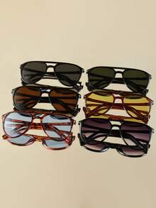 1pc Women's Fashion Glasses, New Double-Bridge Vintage Large Frame Personalized Versatile Face-Flattering Accessory Suitable For Daily, Outdoor, Cycling, Sun Protection, Stage Performance, Party