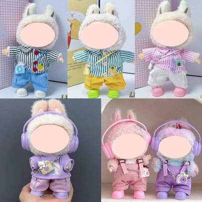 17cm Doll Overalls Outfit Set, Shirt Outfit Set For LABUBU (Doll Not Included)