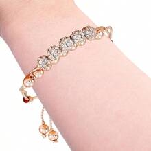 Womens Double Row Round Bead And Fireball Slider Bracelet