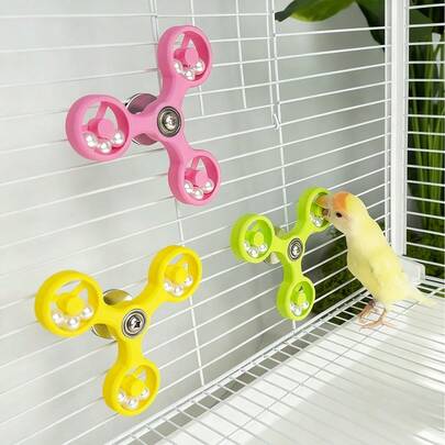 1pc 360° Rotating Pearl Parrot Windmill Toy, Interesting & Intelligent Parrot Chewing Bead Cage Decor Accessory, Suitable For Birds All Year Round