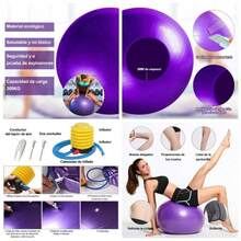 Pelota Fitness De Ejercicio para Yoga Pilates con Bomba para Pilates Yoga DEmbarazo Eporte Ejercicios Abdominales Y Ejercicios Bsicos Fitness Equilibrio Gym - Violeta + 65cm - Ver 1