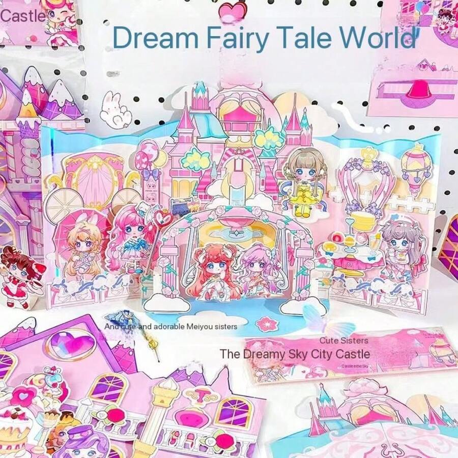 Dream Castle 3D Handmade Book Dress Up Children's DIY Toy Book Princess Cute Cartoon Handbook Material Book Quiet Book - Multicolor - View 1