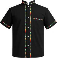 Men's Short Sleeve Mexican Guayabera Shirts Made In Mexico, Multiple Colorshalloween - 黑色 - 查看 1
