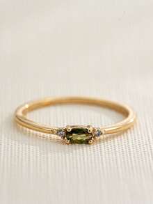 1 pieza Anillo con baño de oro de 18K, piedra natal de diciembre, diseño sencillo adecuado para hombres y mujeres, regalo de cumpleaños - Multicolor - Ver 51