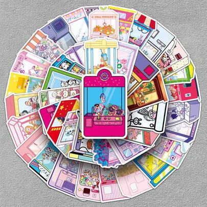 50 piezas Pegatinas de graffiti de muñeca, pegatinas coloridas y lindas de dibujos animados para chicas, reutilizables para decoraciones festivas como Halloween, Navidad, Pascua, DIY en botellas de agua, portátiles, patinetas, conjunto de graffiti estético enérgico para diarios, álbumes de recortes, suministros para fiestas, adecuado para invierno, Año Nuevo