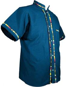 Men's Short Sleeve Mexican Guayabera Shirts Made In Mexico, Multiple Colorshalloween - 深綠松石色 - 查看 5