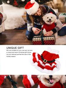 Disfraz navideño para perros, ropa suave y cálida de manga corta para mascotas, traje navideño para perros y gatos