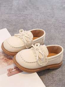 1 Pair Beige Bow Decor Cute & Fashionable Pearl Design Soft Bottom Non-Slip Flat Baby/Toddler Shoes, Suitable For Spring, Summer, Autumn And Winter - Beige - View 6
