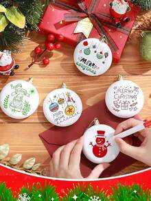 12packs 8cm/3.15in White Shallow Spheric Blank Ball Ornaments With Silvery Wire, DIY Christmas Tree Hanging Ornaments For Christmas, Festival Decorations For Home, Office, Best Gift Home Decor Christmas Decorations Room Decor Winter