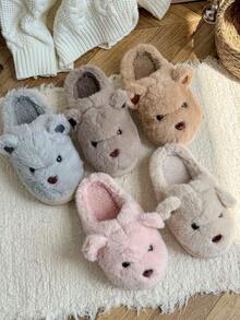 Niebieskie, pluszowe kapcie EVA z motywem misia z kreskówki, słodkie zwierzątka, grube, puszyste, zimowe kapcie do użytku wewnątrz i na zewnątrz