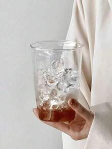 1pc Creative High Borosilicate Glass Cup, Minimalist Transparent Coffee, Milk Cup, Water Cup, Cup, Heat-Resistant & Easy To Clean, Kitchen Gadget