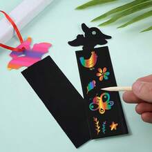 24/48pcs Magic Color Scratch Bookmarks Making Craft Kits DIY Rainbow Scratch Paper Bookmarks With Scratching Tools Ribbons Art Sets For Kids Students Party Favors Classroom Activities - Multicolor - View 6
