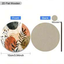 Set Of 6 Geometric Botanical Printed Wooden Coasters,Unique Pop Art,Suitable For Kitchen,Bedroom,Living Room,Kitchen Decor,Kitchen Accessories,Table Decor,Christmas Gift,Christmas Decoration,Choose 1 Set Or 31 Sets,Size 3.74*3.74 Inch - Multicolor - View 6