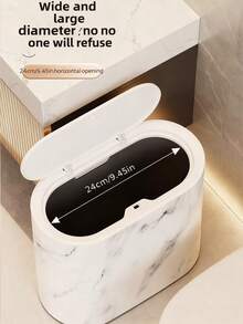 Marble Grain Corner Trash Can With Lid - Square Odor-Sealing Design, Press-Open Opening, For Toilet, Hotel, Home, Homestay, Kitchen, Living Room, Plastic Garbage Can, Trash Bin, Fits Tight Spaces, Space-Saving Design, Bathroom Trash Can, Home Decor, Bathroom Decor And Accessories, Trash Can Kitchen, Bathroom Trash Can, Valentines Day
