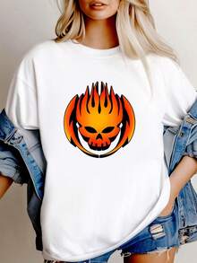 180g pure Cotton The Offspring Official 3D Logo T Shirt Soft graphic T-Shirt For Women Casual Women Top Graphic Tees Unisex fashion Top For Everyday Wear female Summer streetwear designer clothes Print Round Neck Short Sleeve women Slightly Casual Breathable Stretched - Blanco - Ver 7