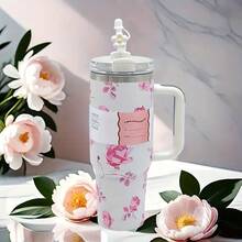 [Premium Tumbler] 40-Ounce Stainless Steel Tumbler With A Handle | Featuring Double-Wall Vacuum Insulation, Premium Multi-Colored Portable Water Bottle | Perfect For Travel, Outdoor Camping, Hiking, Driving, And Enjoying Iced Coffee - trắng - Xem 1