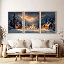 3 Stück/Set Leinwandkunst-Kollektion Schneeberg-Dorf, hochauflösende Drucke, geeignet für Heim-Dekoration, Zimmer-Dekoration, Schlafzimmer-Dekoration, Wohnzimmer-Dekoration, Badezimmer-Dekoration, Wanddekoration, wahlweise mit Rahmen - Verschiedenfarbig - Übersicht 8