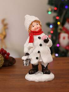 1个优雅雪人树脂雕像，手捧礼盒和圣诞树，圣诞雪人摆件装饰，适用于圣诞节、感恩节、新年装饰，室内桌面摆放，玄关装饰，派对装饰，送给家人和朋友的圣诞礼物，冬季房间装饰，圣诞家居装饰，圣诞礼物，圣诞装饰品 - 彩色 - 查看 11