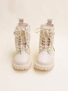 1 par de botas para niños con cremallera lateral de unicolor simple, cómodas y versátiles, adecuadas para juegos al aire libre, para todas las estaciones