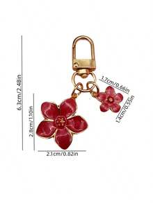 HAILIAN 1pc Metallic Cherry Blossom Shaped Keychain Lightweight & Flowy Cherry Flower With Flat Tag Suitable For Bag Car Keys Couples Birthday Holiday Gifts Valentines - Đỏ - Xem 2