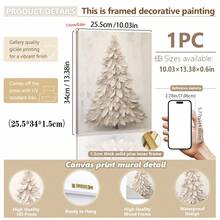 1pc, Canvas Wall Art, Framed Wall Decor, Christmas Art, Vintage White Painting Christmas Tree Mural, Christmas Wall Decor, Holiday Decor, Retro Art, Christmas Tree Ornament, Suitable For Home Decor, Living Room And Bedroom, Holiday Party Decorations, Happy New Year, Ideal Christmas And New Year Gift, Ready To Hang.
