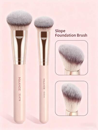 MAANGE 两件套专业化妆刷套装，包含粉底刷、遮瑕刷和修容刷，适用于涂抹粉底、遮瑕膏等。刷毛柔软，亲肤舒适，适合日常使用和旅行携带。便携式旅行化妆刷套装，是送给女性和女孩的理想礼物。套装包含：粉底刷、遮瑕刷、腮红刷、修容刷、散粉刷、点彩刷、腮红刷。赠品